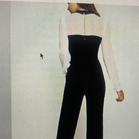 BCBGeneration Colorblock Wide Leg Jumpsuit in black in white - Picture 2 of 5